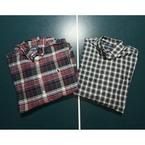 Lot of 2 Vintage Ralph Lauren Plaid Button Down Shirt Men's Medium Classic Fit